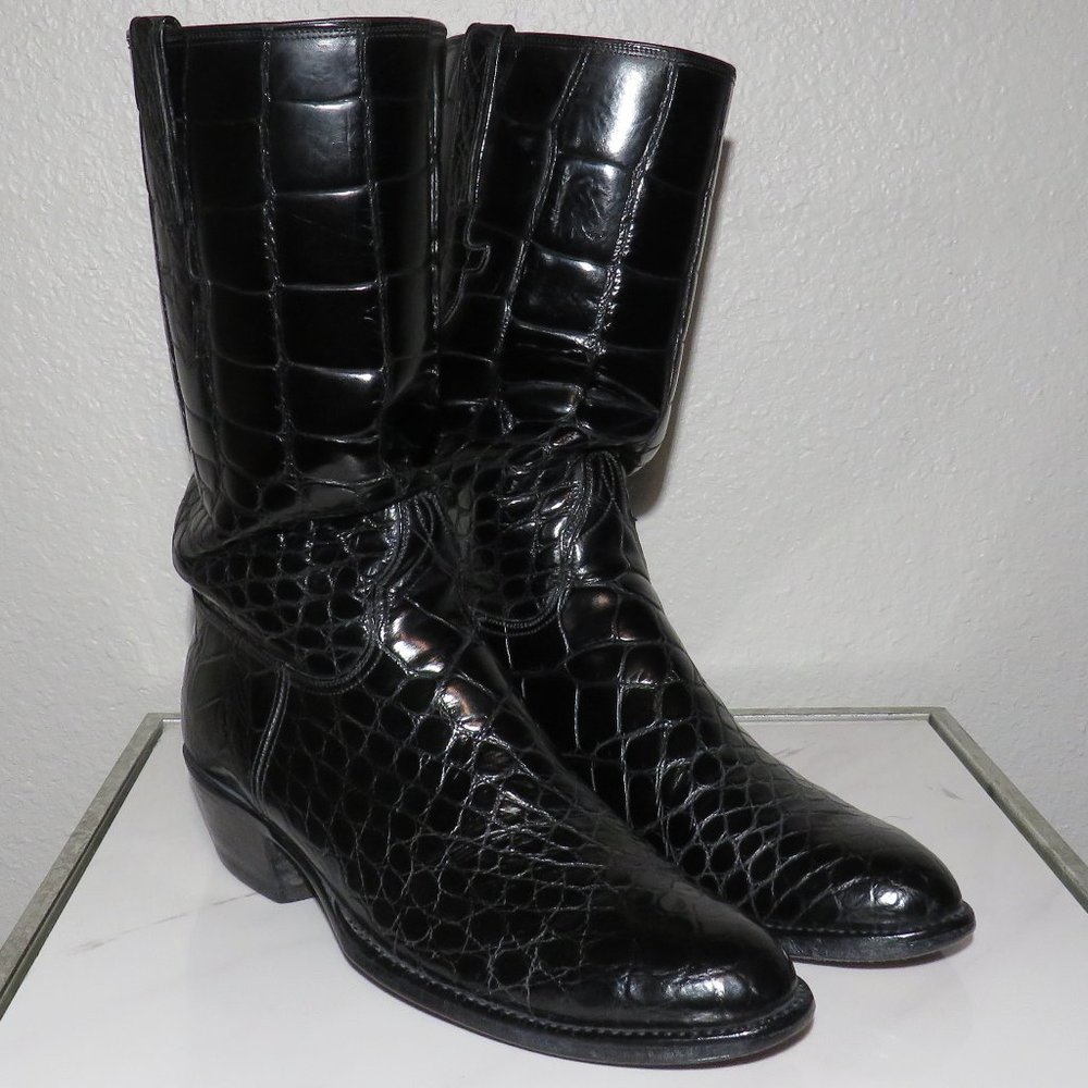 Lucchese Baron Black Alligator Boots